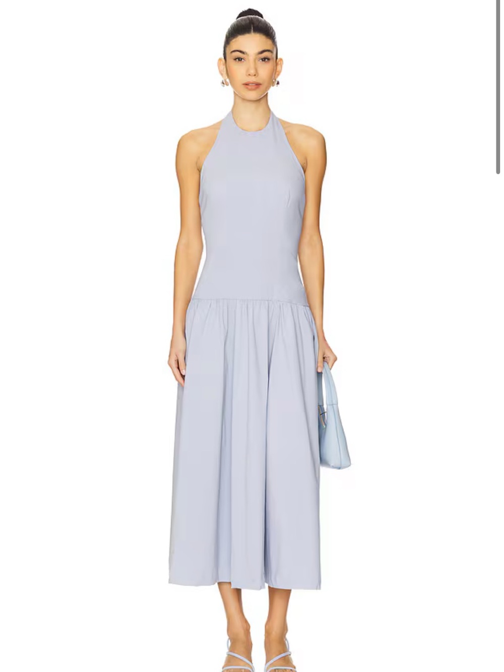 WeWoreWhat Halter Corset Midi Dress in Powder Blue